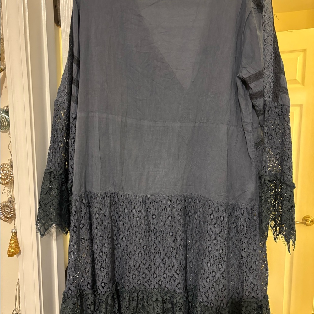 Gray Lace Long Sleeve Dress